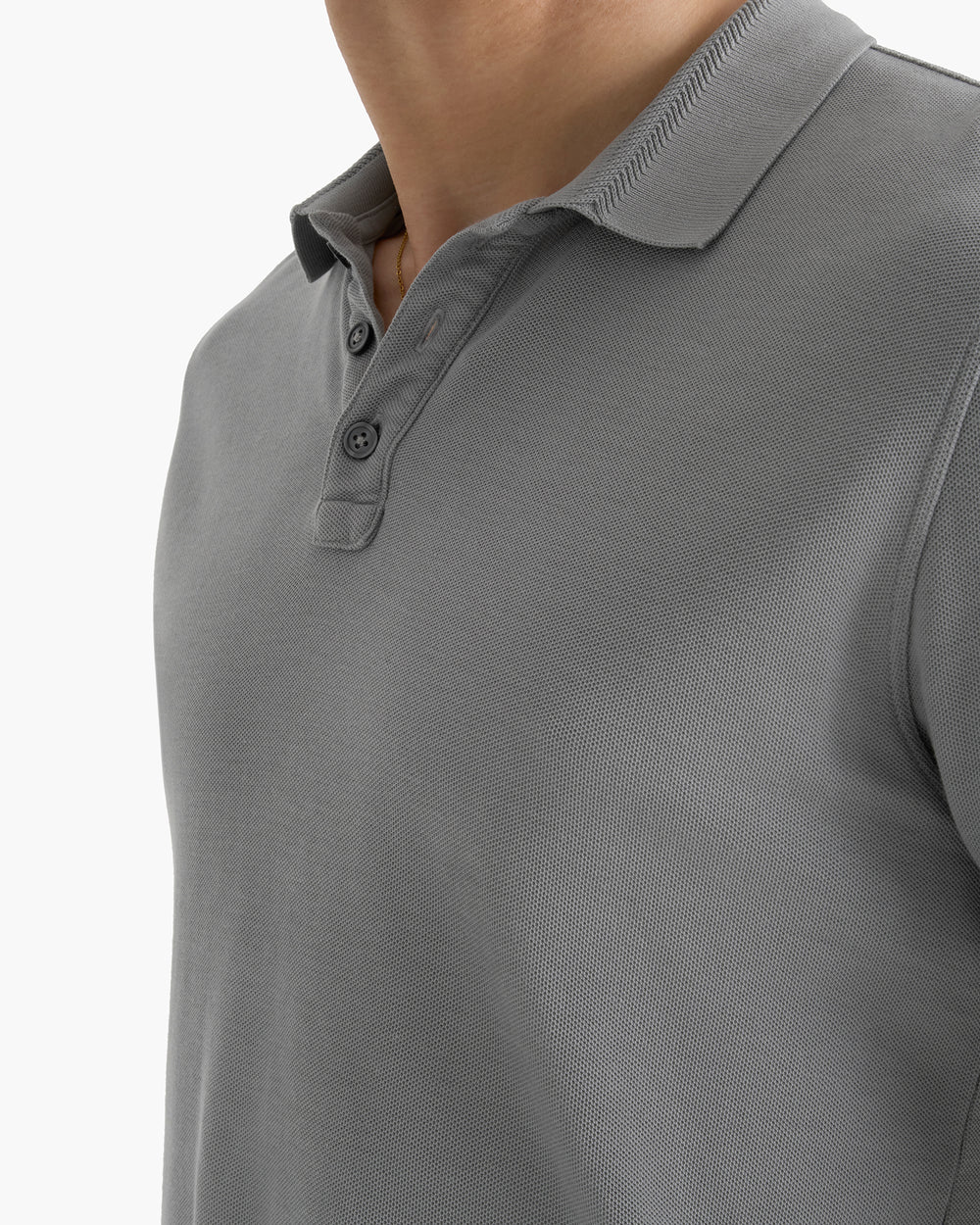 Pima Cotton Pique Polo - Pewter