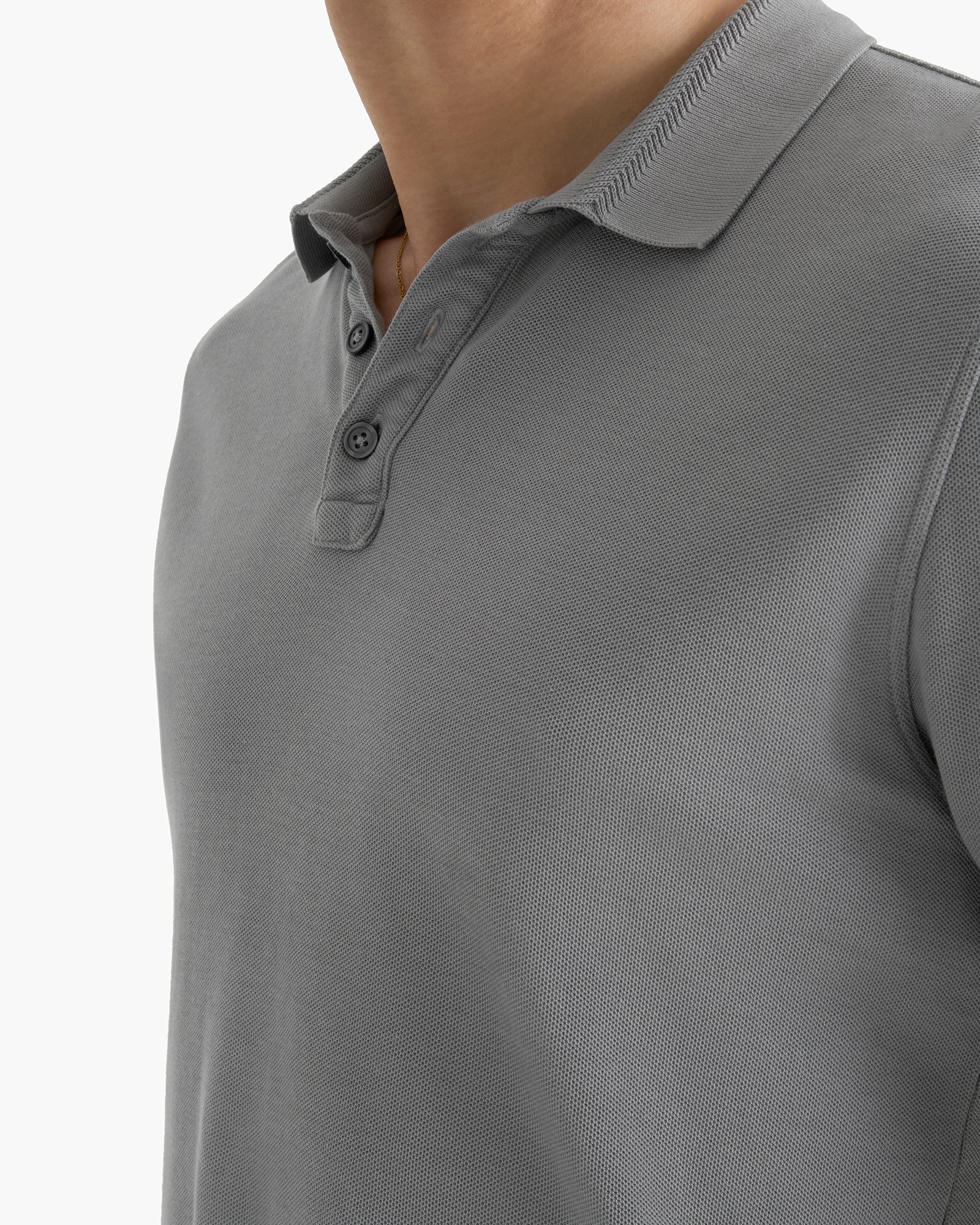 Pima Cotton Pique Polo - Pewter