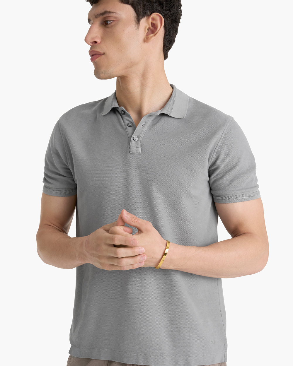 Pima Cotton Pique Polo - Pewter