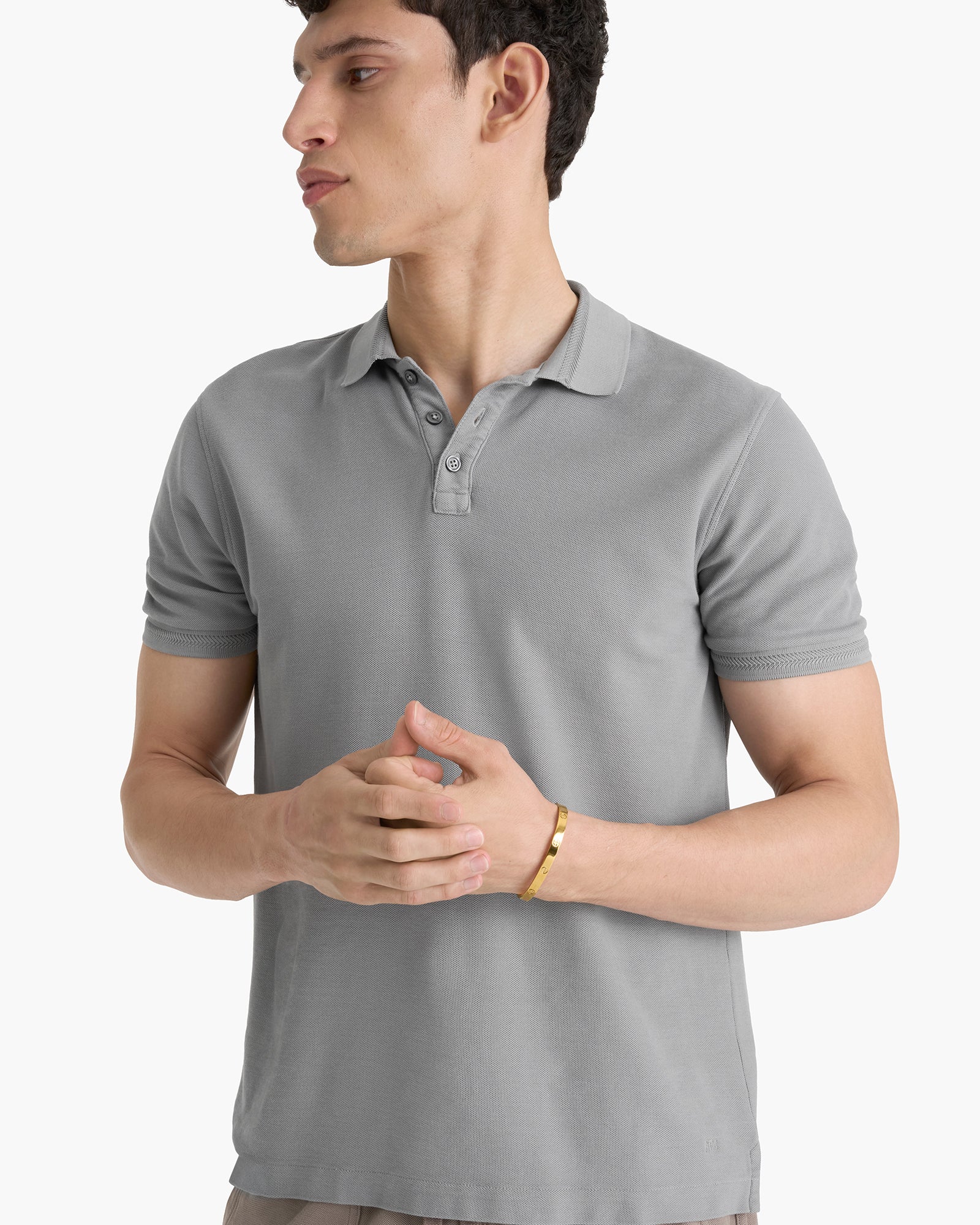 Pima Cotton Pique Polo - Pewter