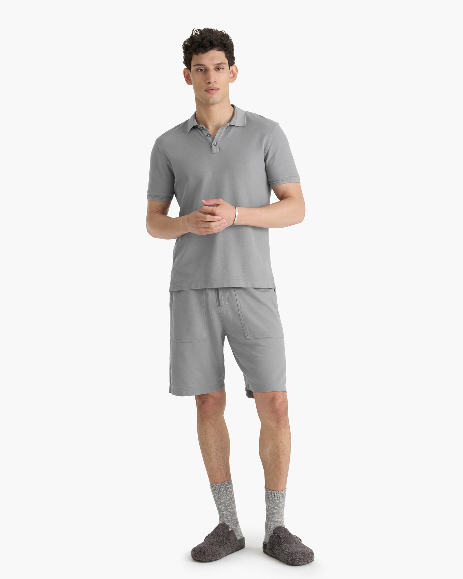 Pima Cotton Pique Polo - Pewter