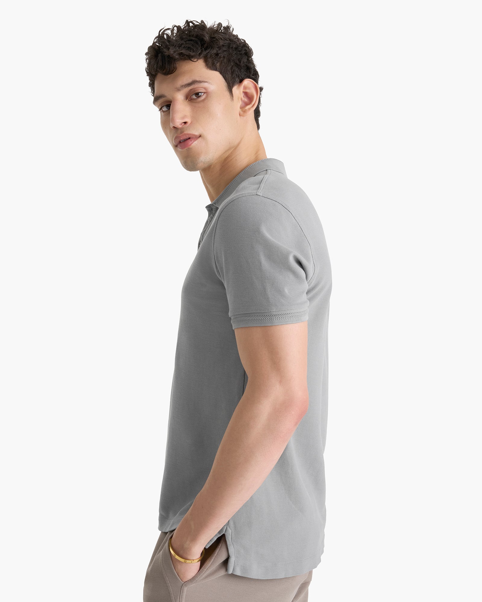 Pima Cotton Pique Polo - Pewter