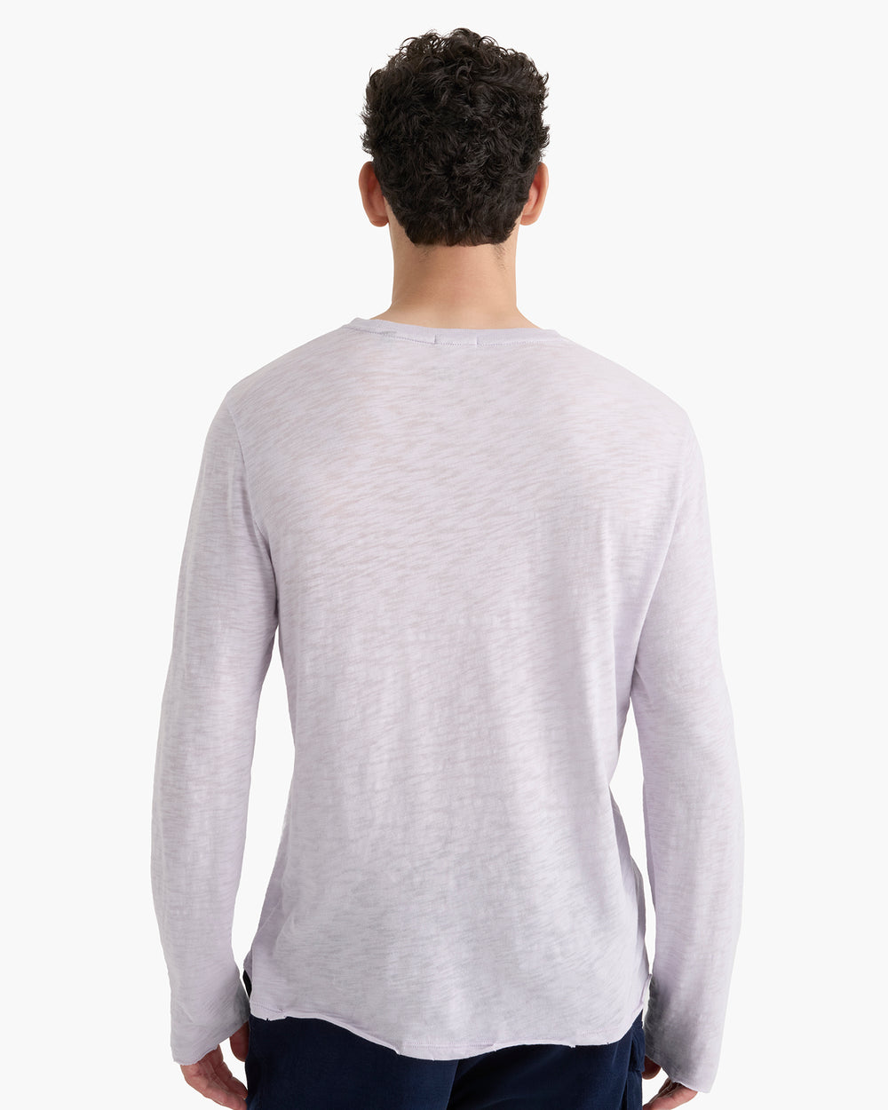 Slub Jersey Long Sleeve Destroyed Wash Tee - Faded Lavender