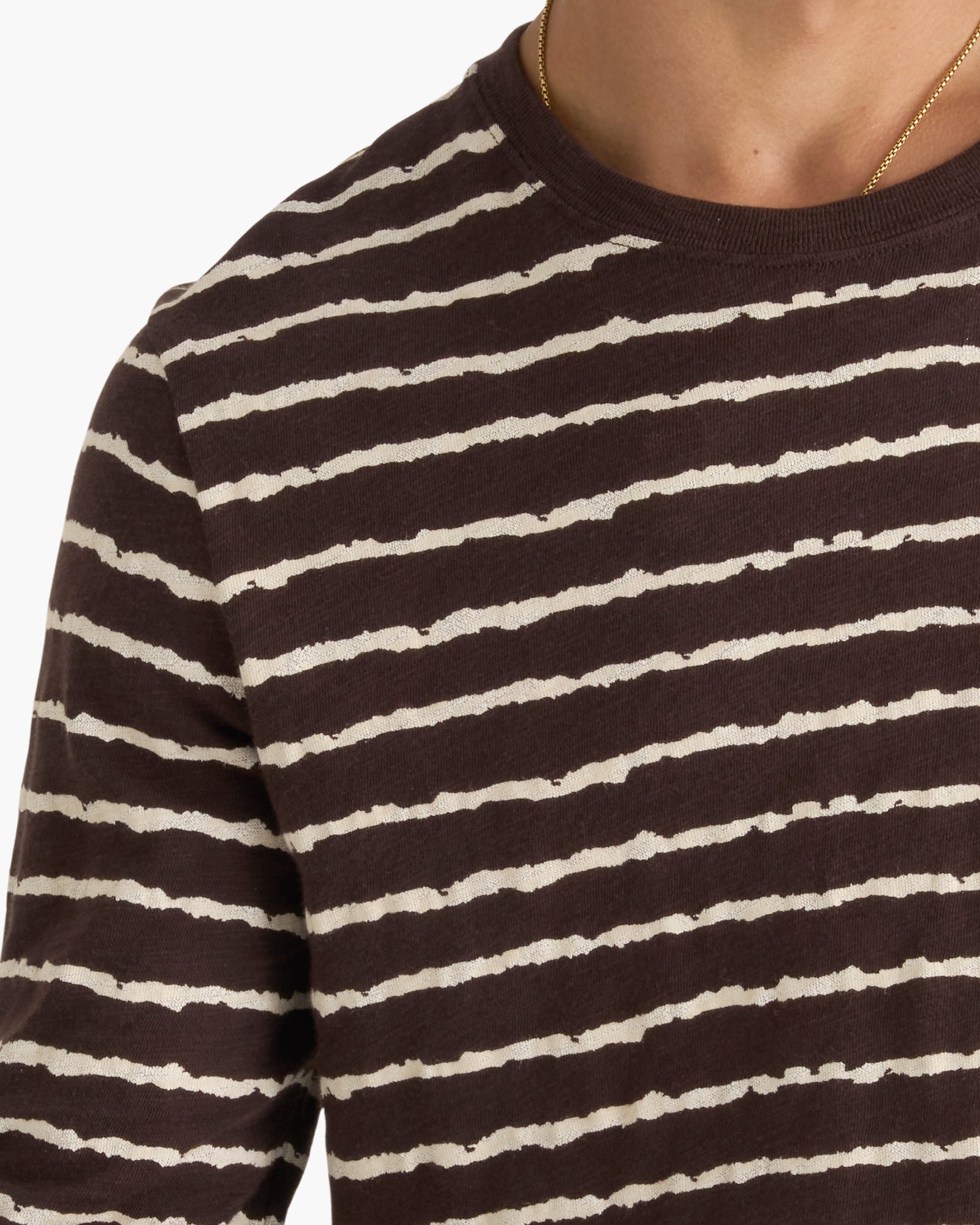 Slub Jersey Long Sleeve Destroyed Wash Tee - Dark Chocolate Chalk