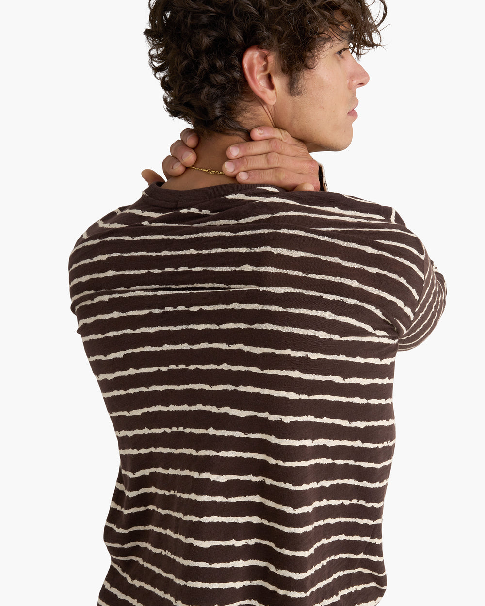 Slub Jersey Long Sleeve Destroyed Wash Tee - Dark Chocolate Chalk