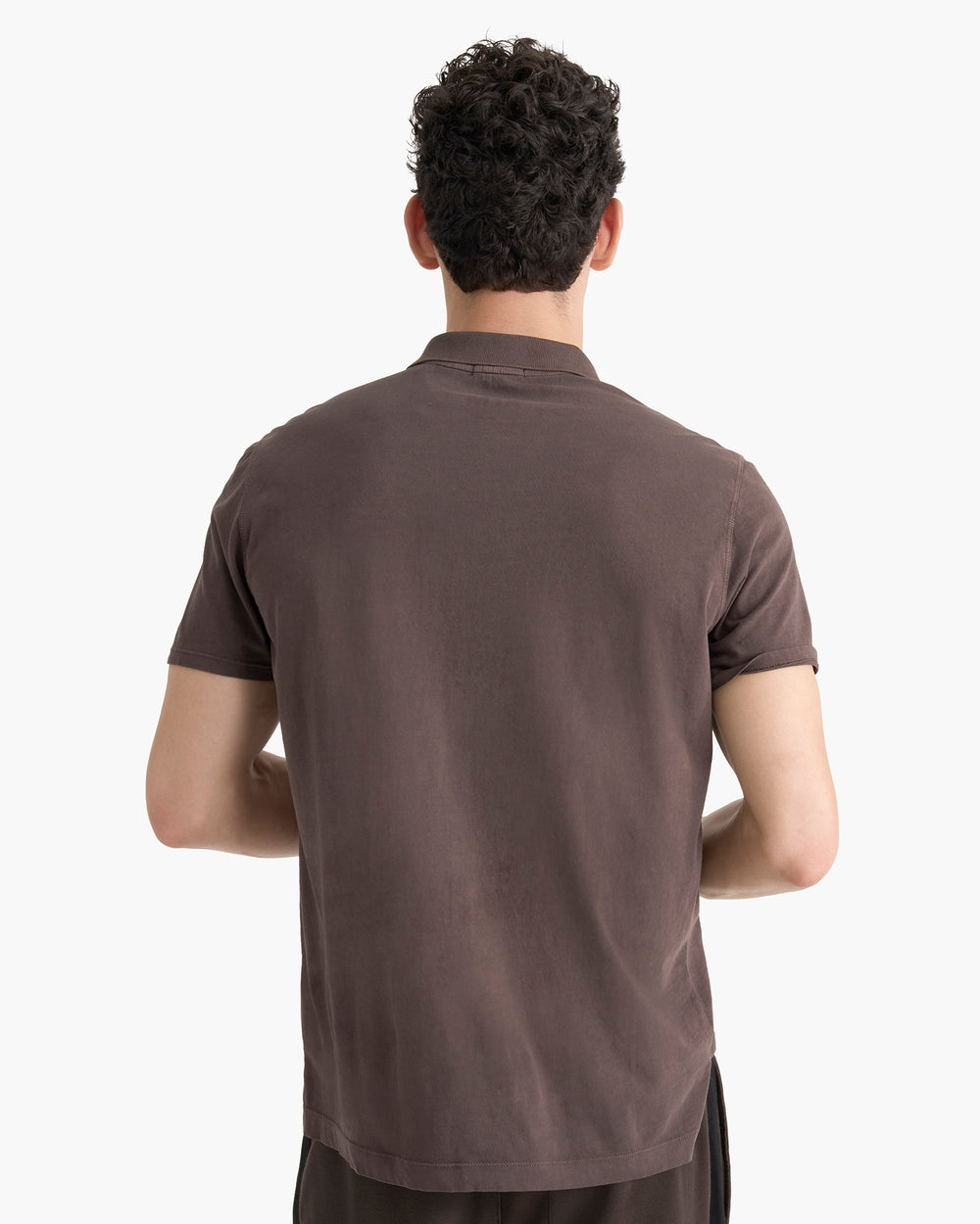 Classic Jersey Sun Bleach Wash Short Sleeve Polo - Dark Chocolate