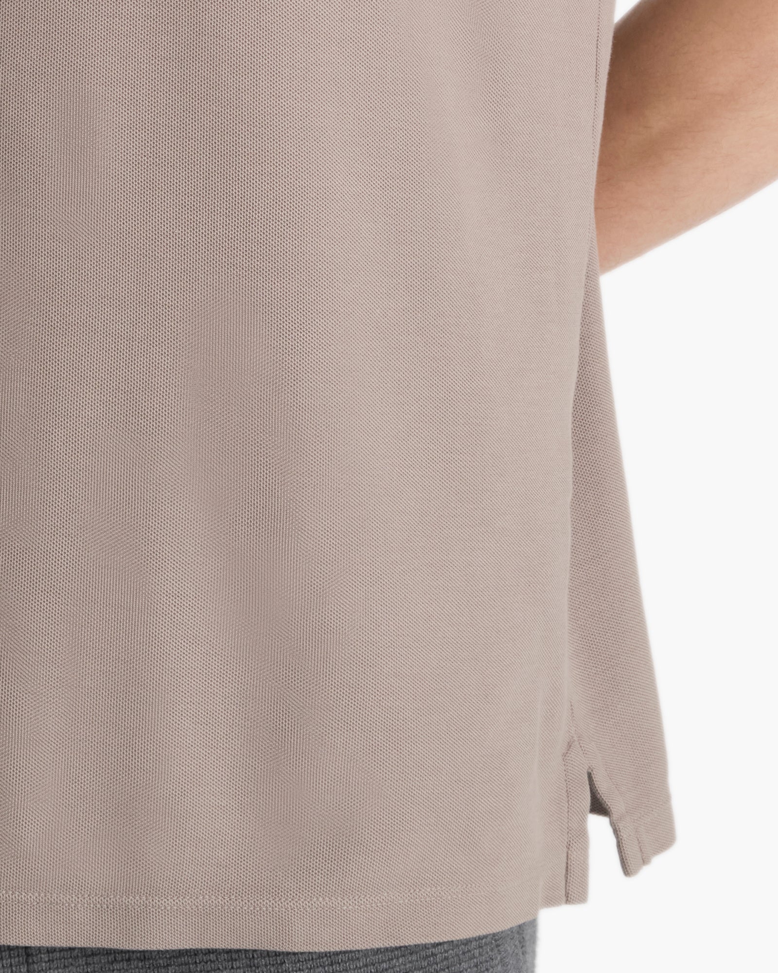 Pima Cotton Pique Crew Neck Tee - Faded Mocha