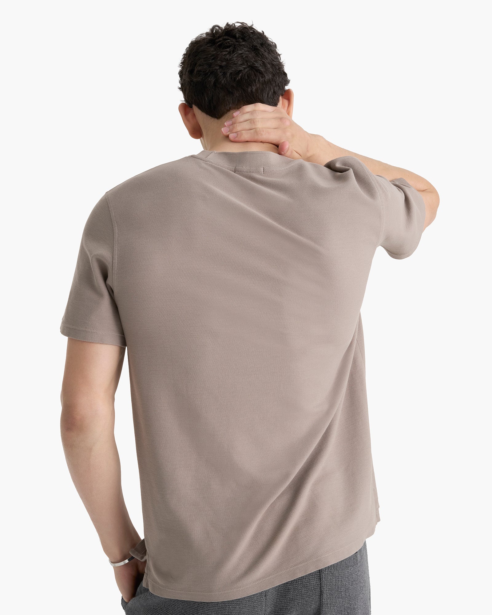 Pima Cotton Pique Crew Neck Tee - Faded Mocha