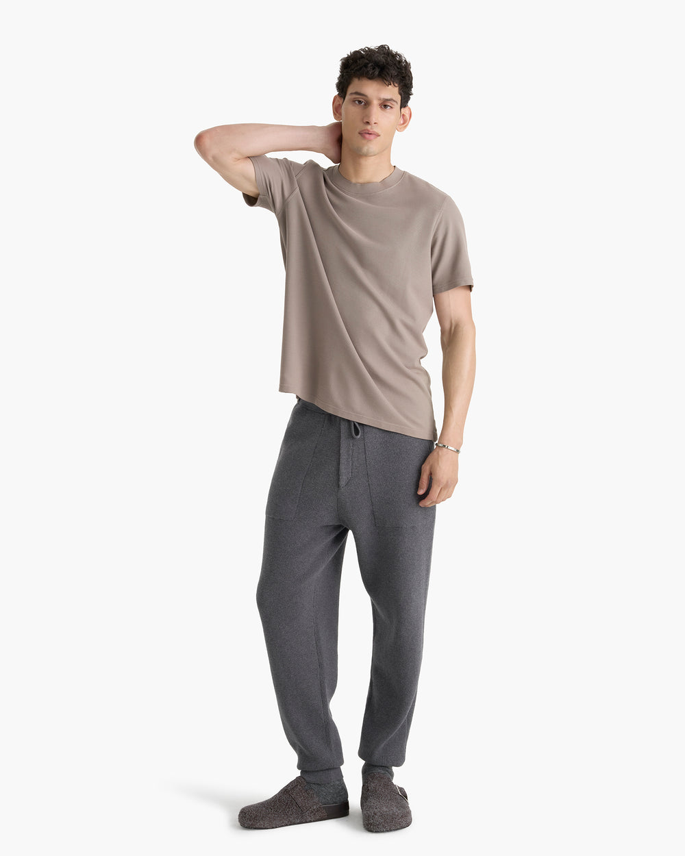 Pima Cotton Pique Crew Neck Tee - Faded Mocha