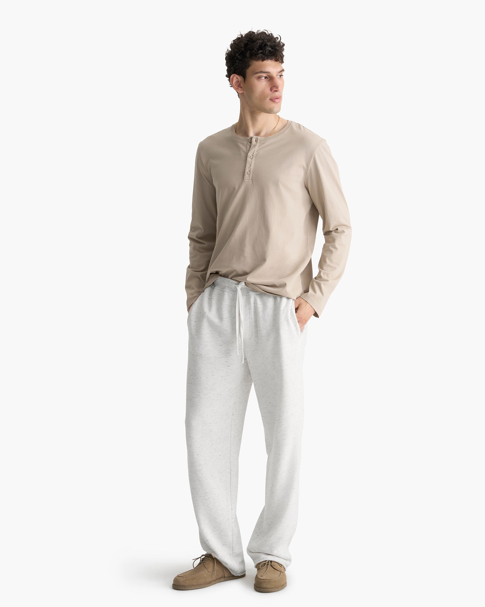 Heavyweight Jersey Long Sleeve Henley - French Oak