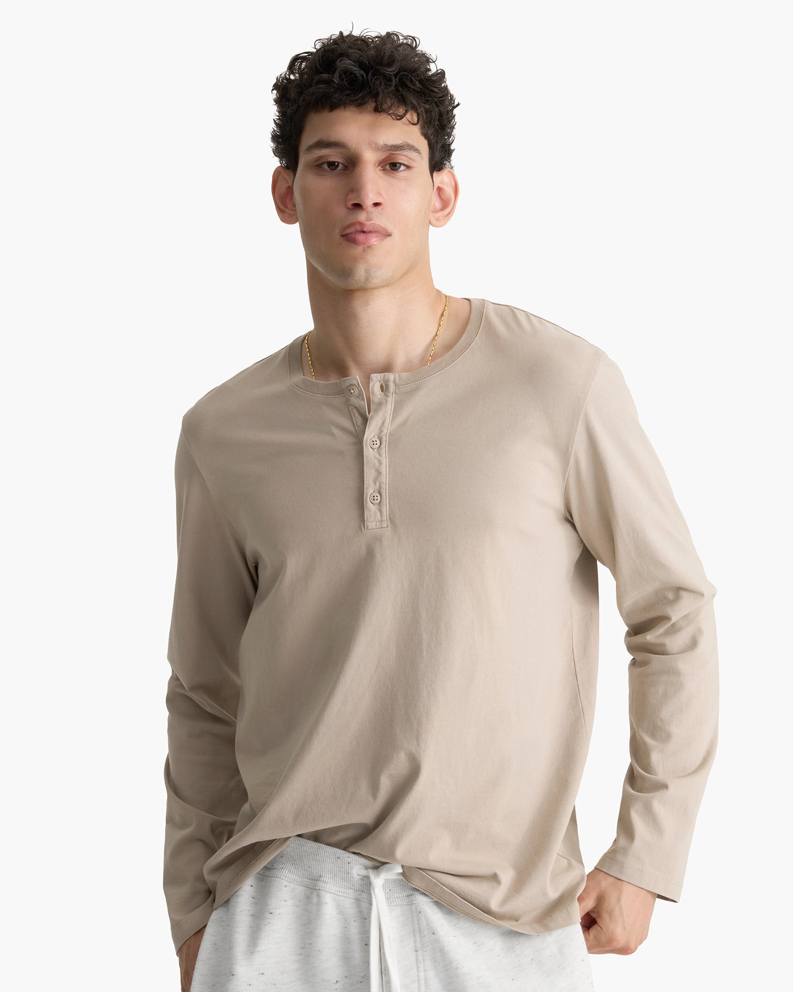 Heavyweight Jersey Long Sleeve Henley - French Oak