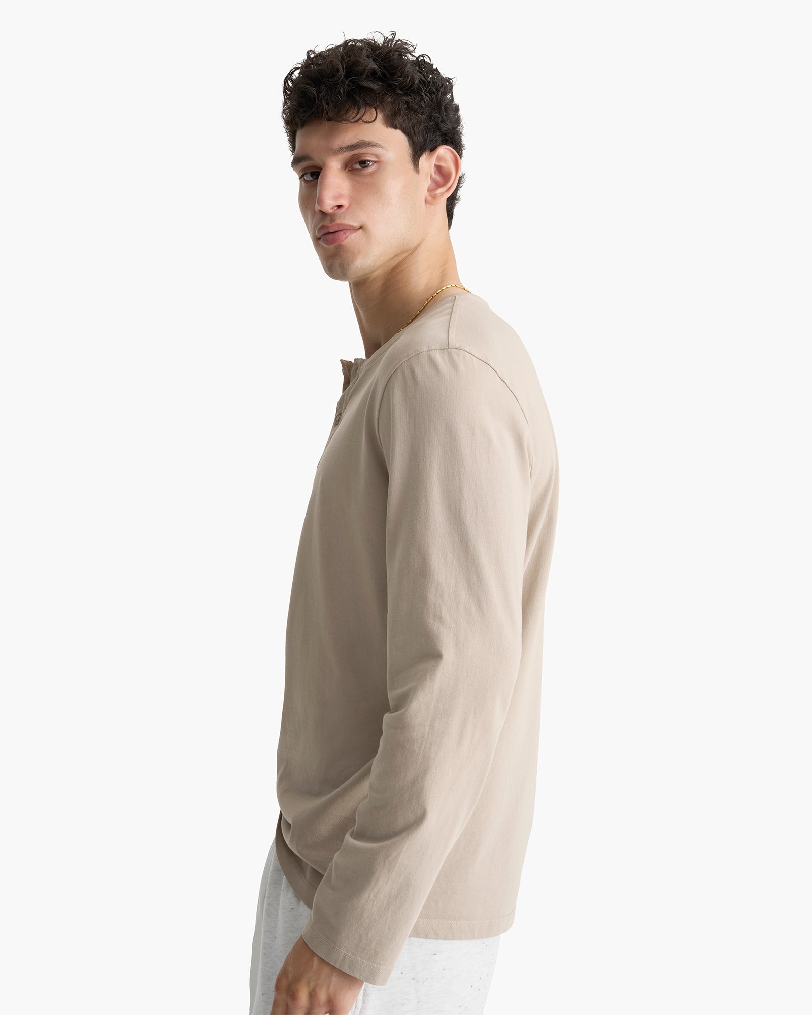Heavyweight Jersey Long Sleeve Henley - French Oak