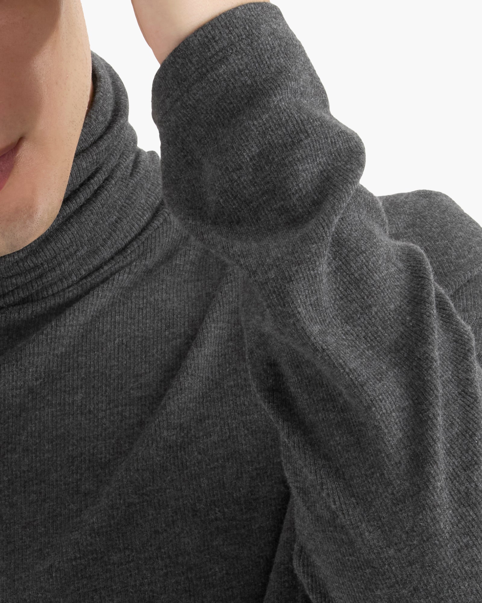 Modal Rib Turtleneck - Heather Coal