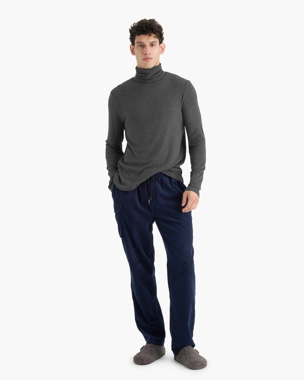 Modal Rib Turtleneck - Heather Coal