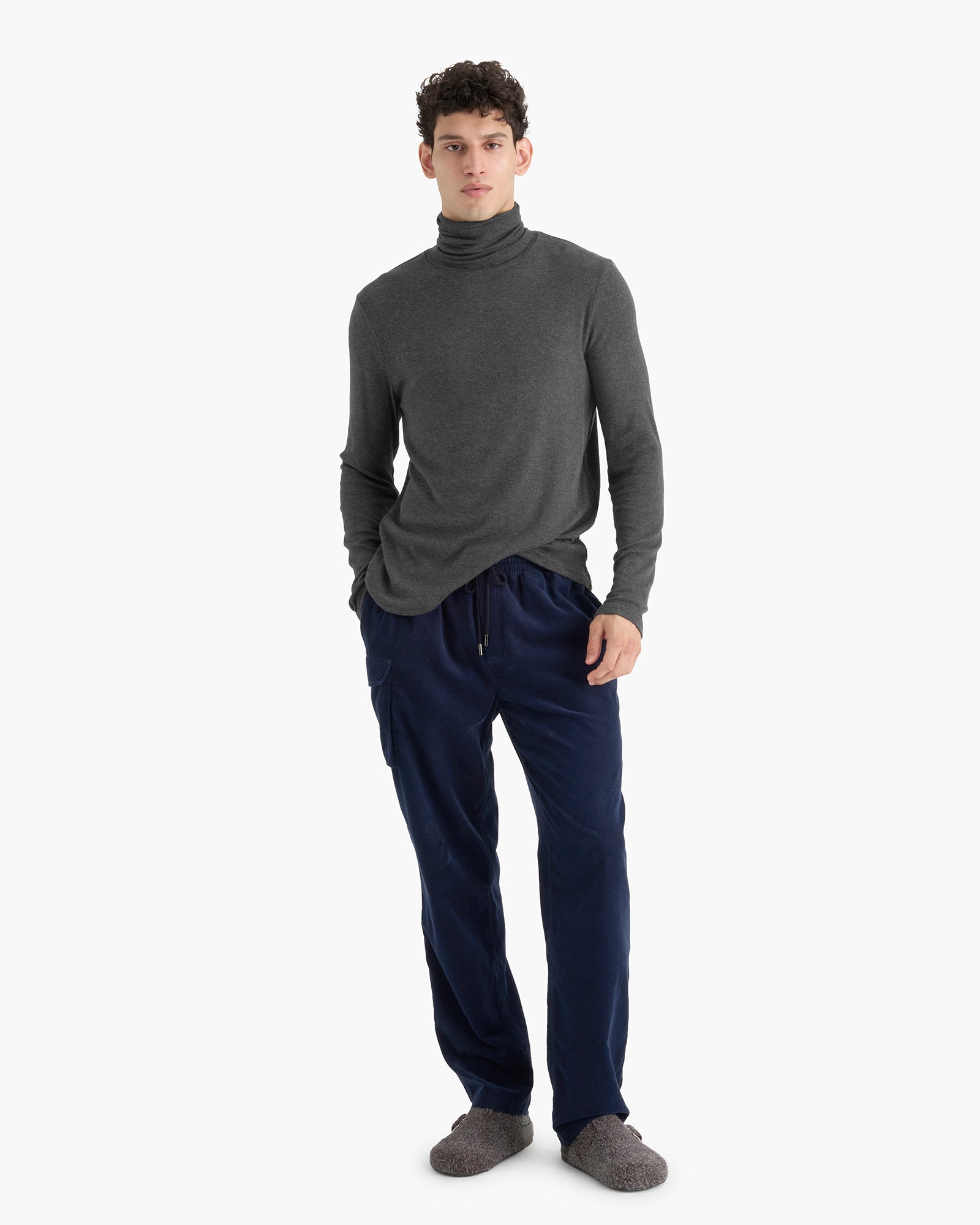 Modal Rib Turtleneck - Heather Coal
