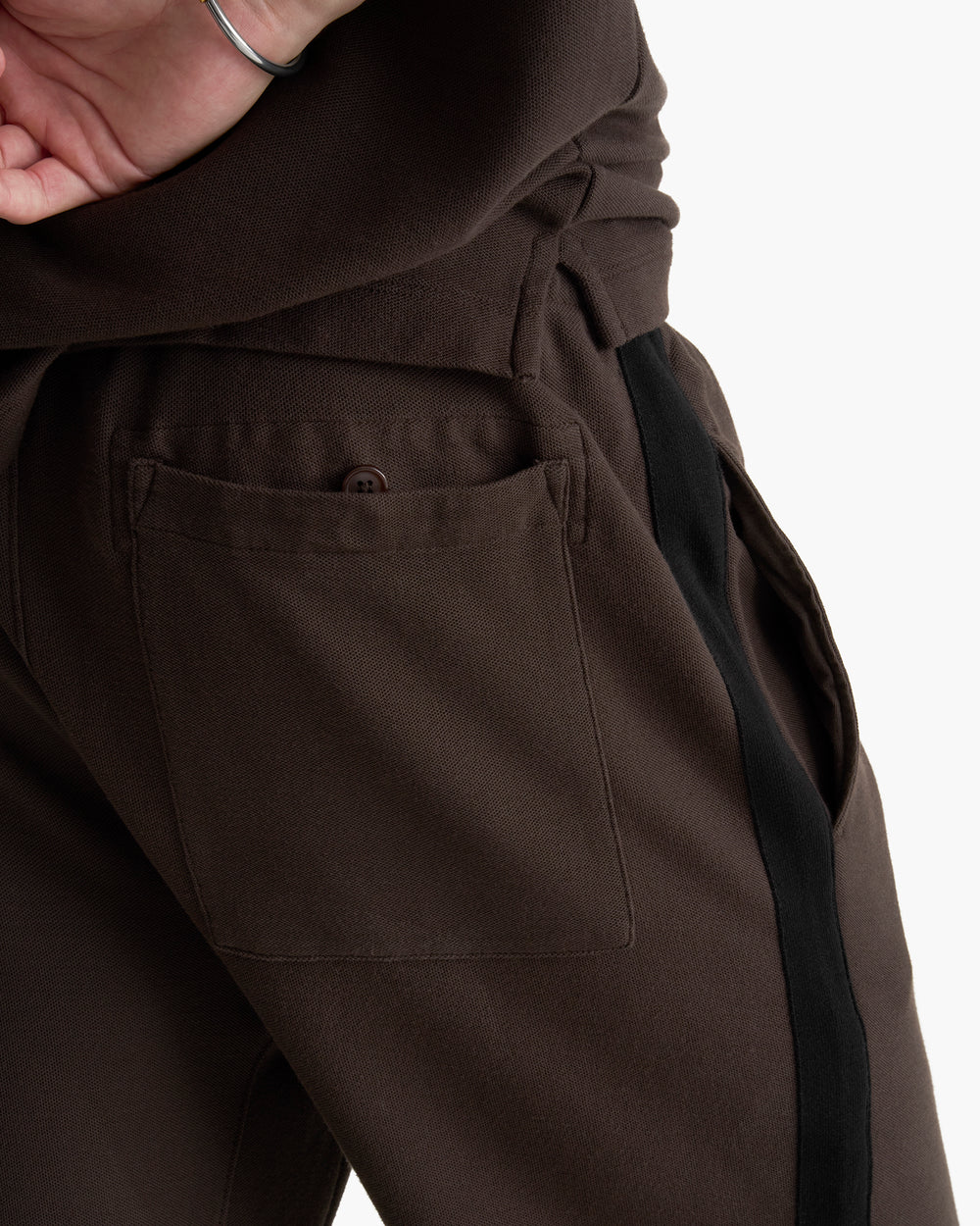 Pima Cotton Sweatpants With Contrast Stripe - Dark Chocolate Black