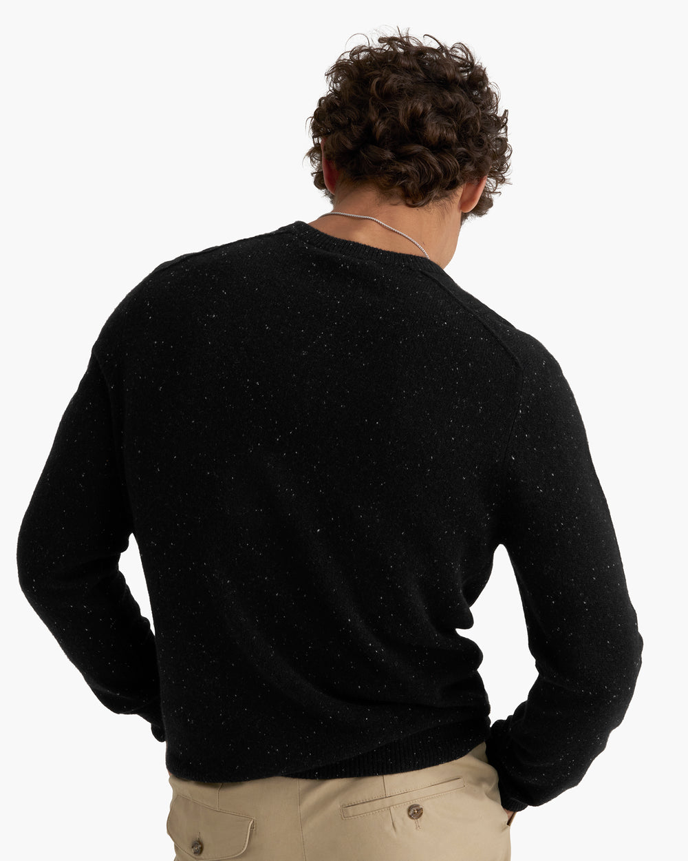 Donegal Cashmere Seamed Crew Neck Sweater - Black