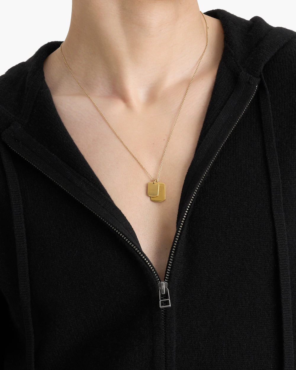 Cashmere Zip-Up Hoodie - Black
