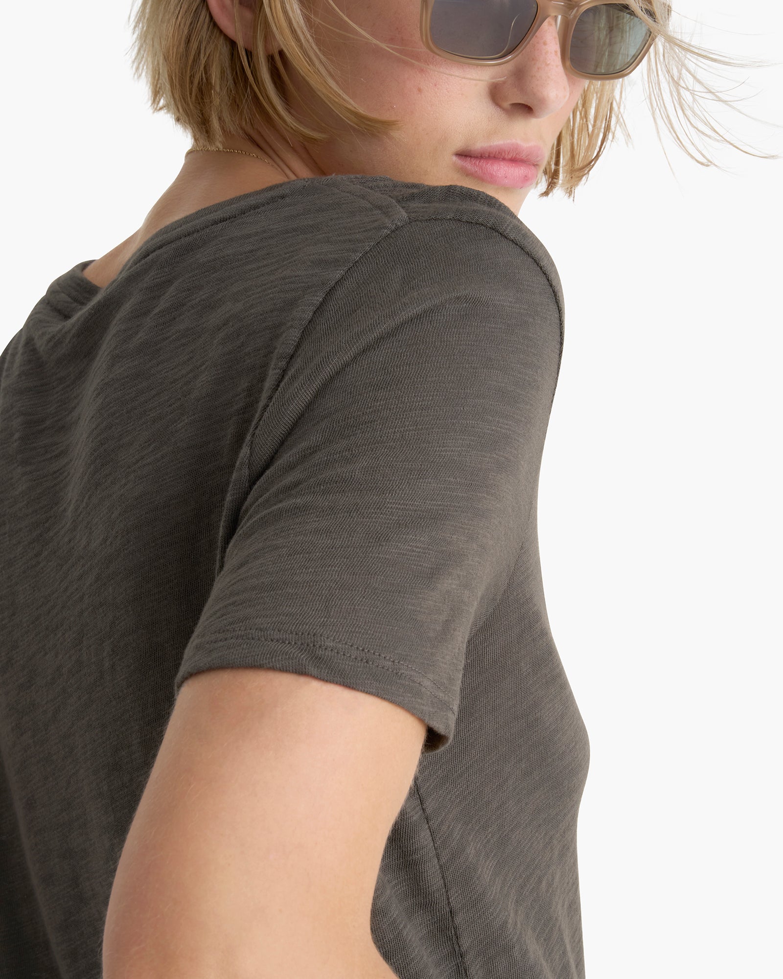 Slub Jersey Chroma Wash V-Neck Tee - Coal