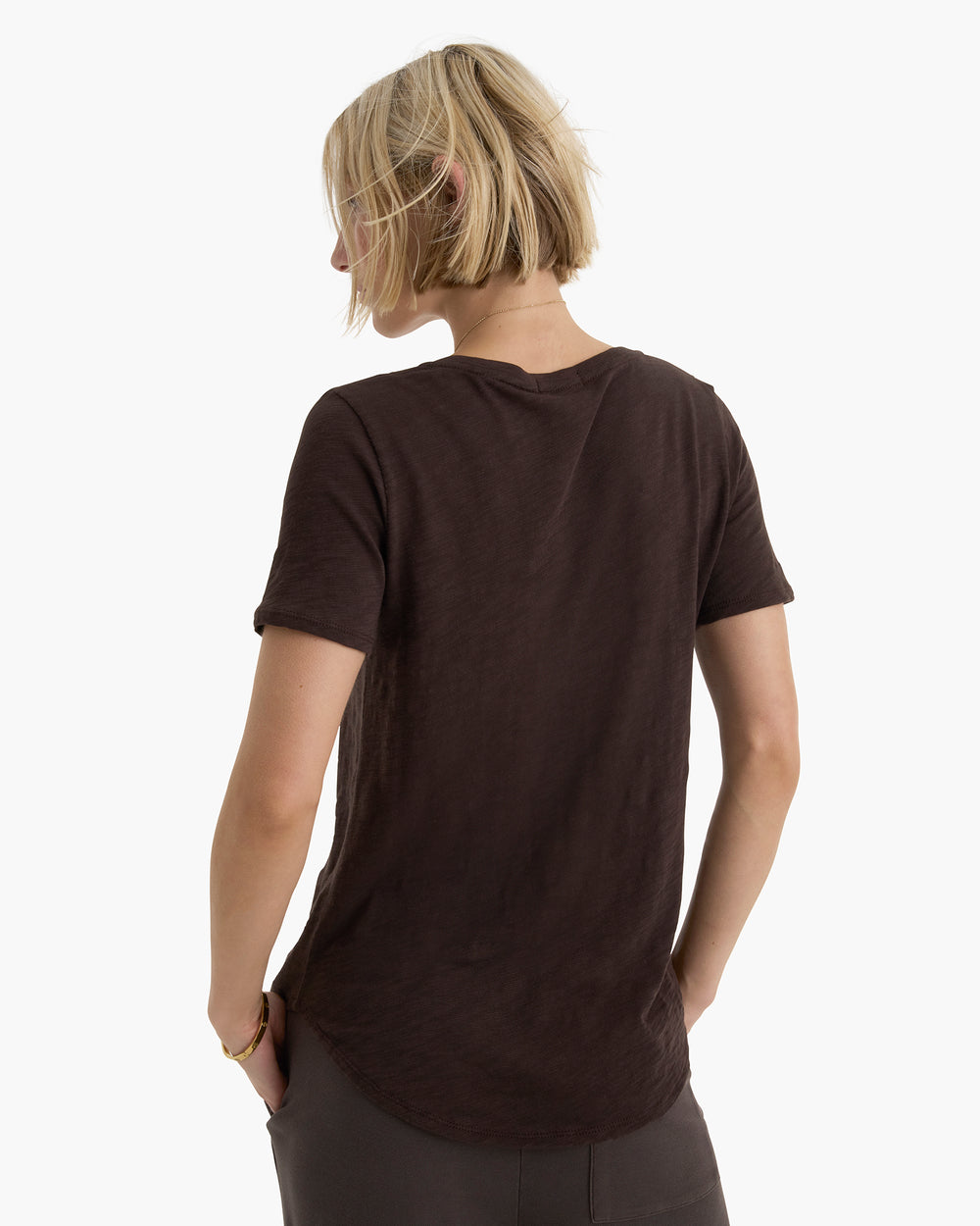 Slub Jersey Classic V-Neck Tee - Dark Chocolate