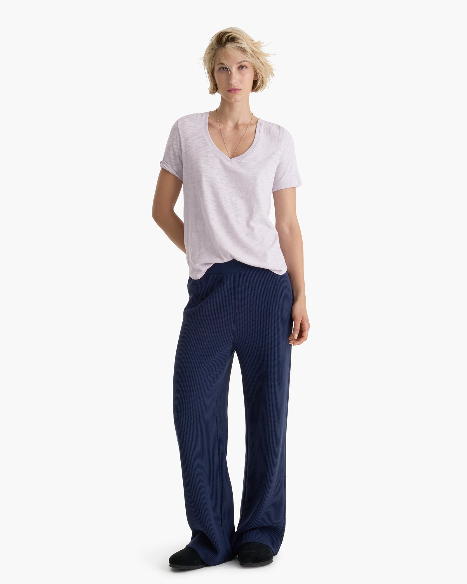 Slub Jersey Classic V-Neck Tee - Faded Lavender