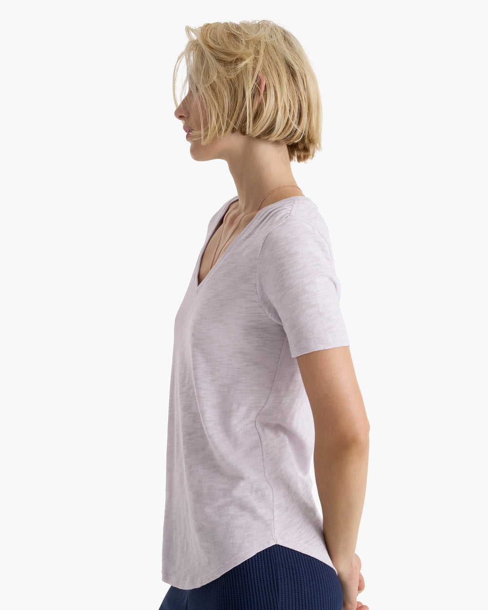 Slub Jersey Classic V-Neck Tee - Faded Lavender