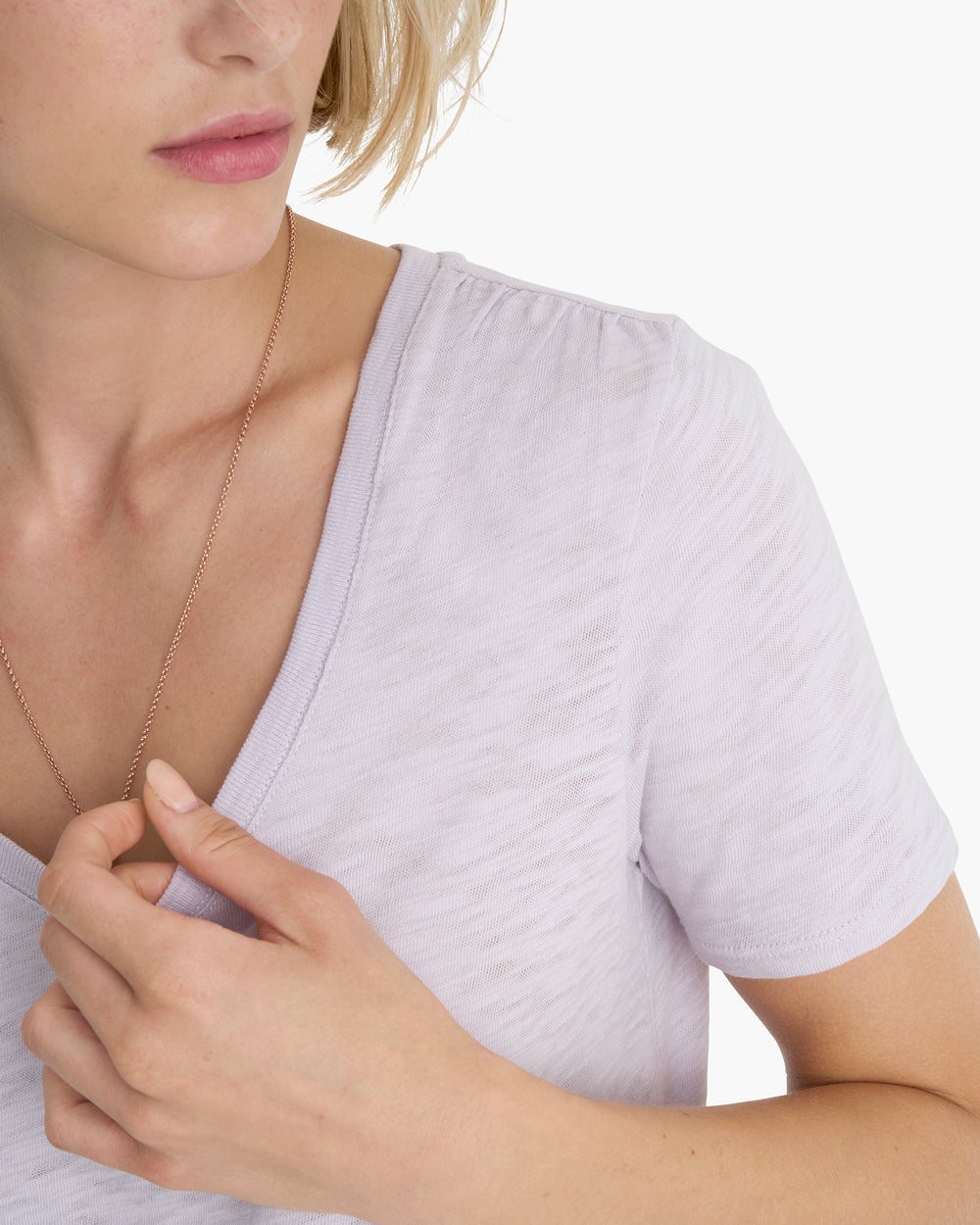 Slub Jersey Classic V-Neck Tee - Faded Lavender