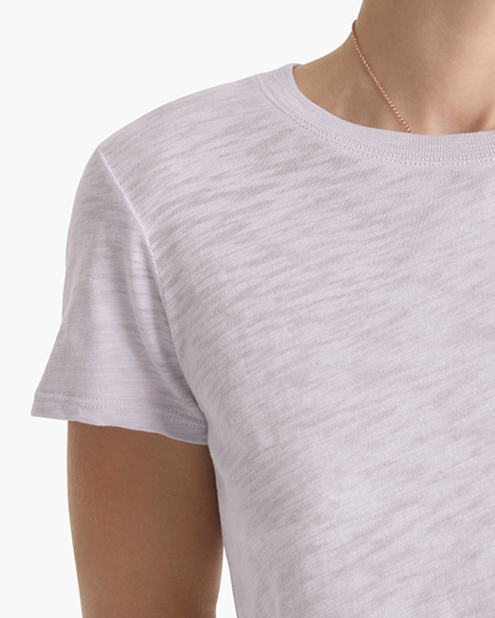 Slub Jersey Schoolboy Crew Neck Tee - Faded Lavender