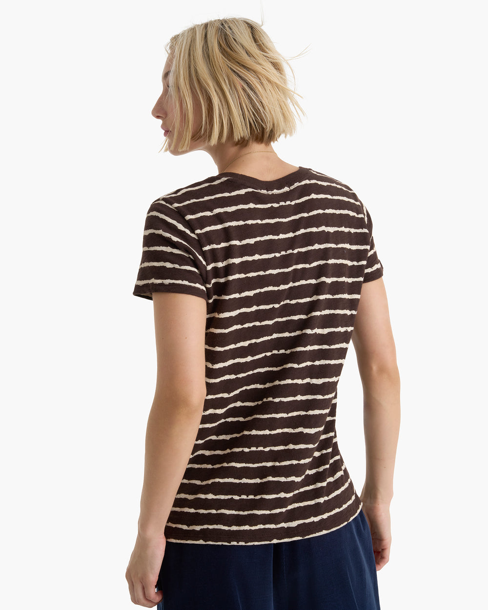 Slub Jersey Schoolboy Crew Neck Tee - Dark Chocolate Chalk
