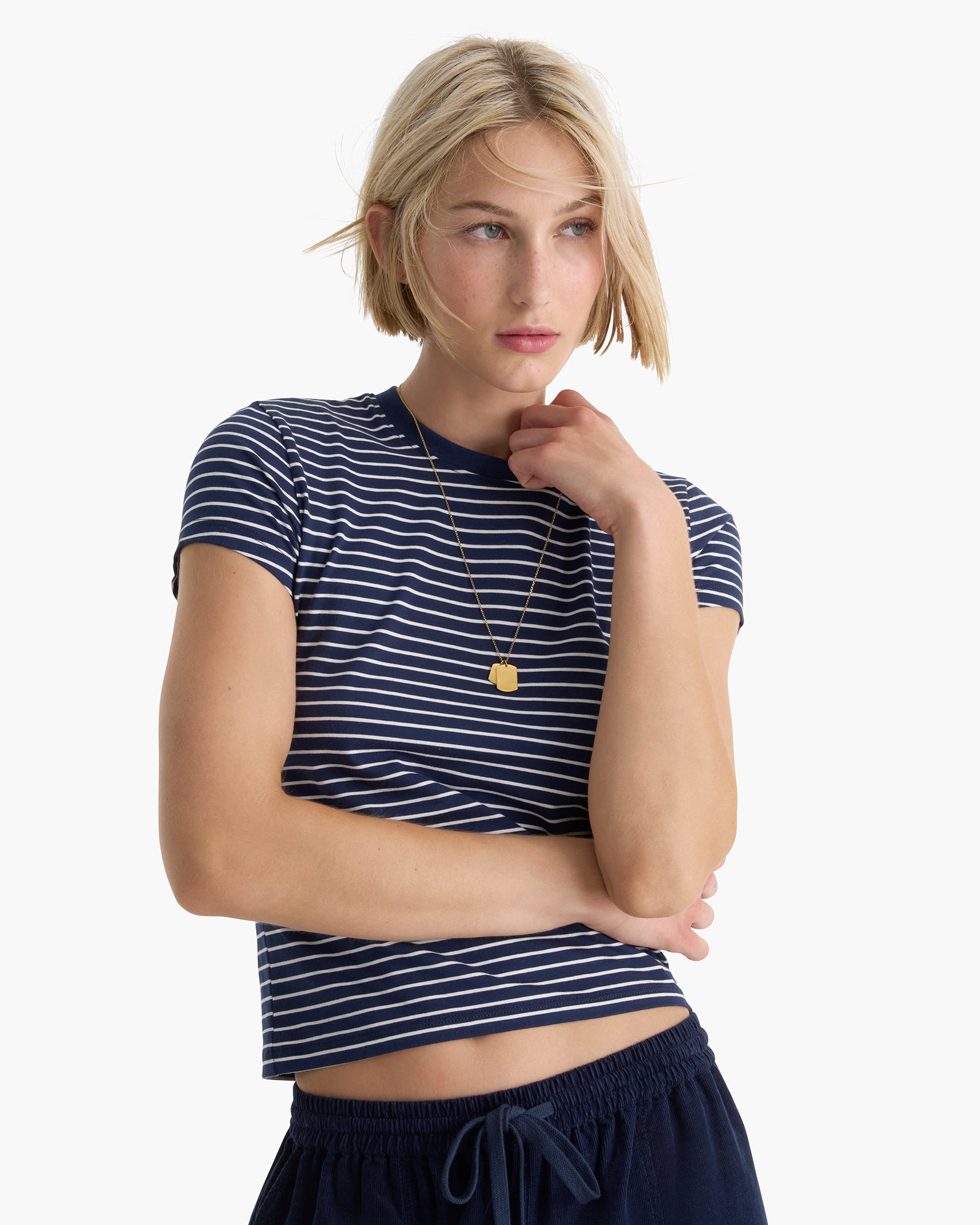 Pima Cotton Spandex Baby Tee - Midnight White