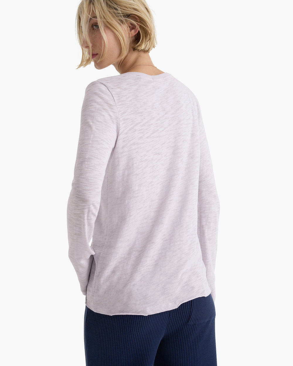 Slub Jersey Destroyed Wash Henley - Faded Lavender