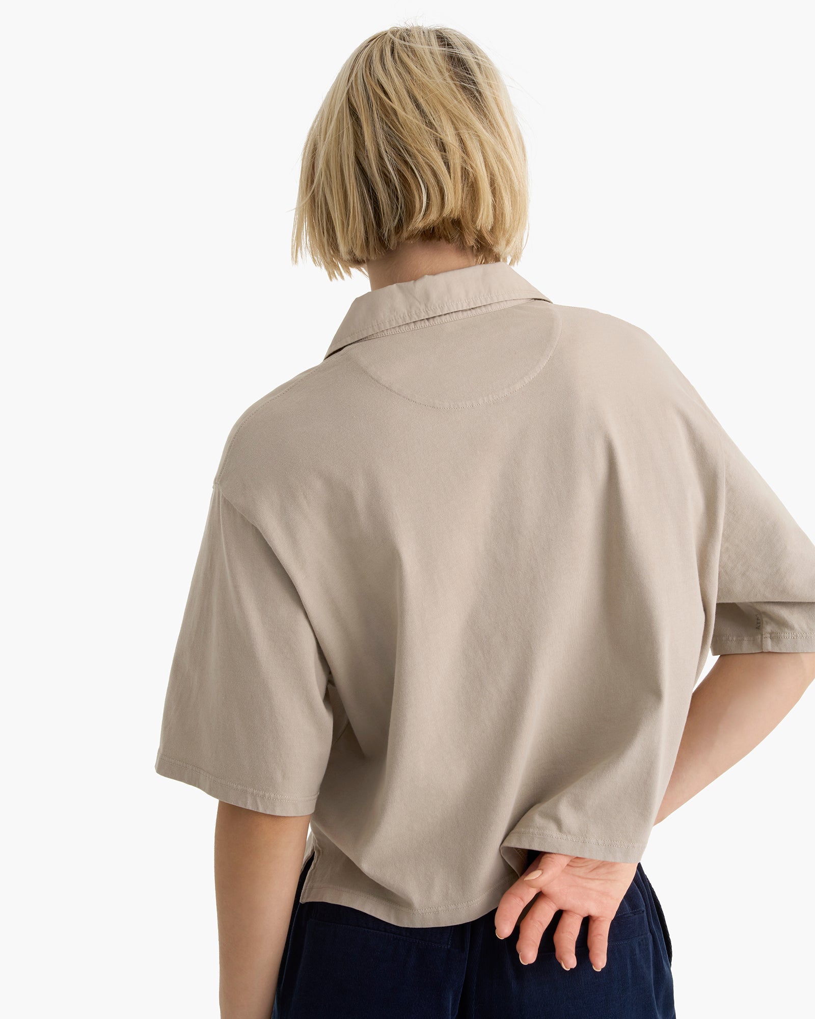 Heavyweight Jersey Mixed Media Short Sleeve Polo - French Oak