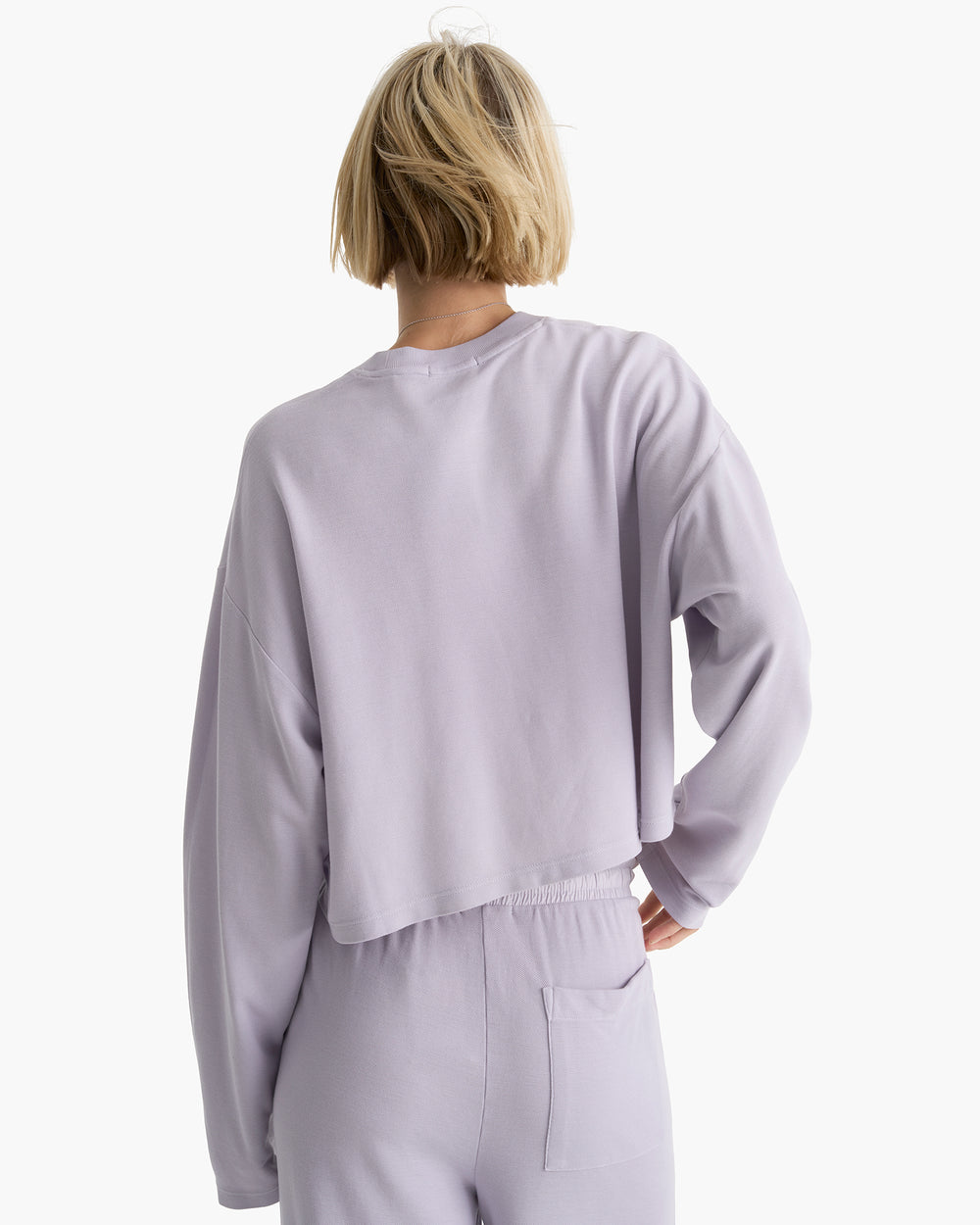 Mixed Media Pima Cotton Pique Pocket Tee - Faded Lavender