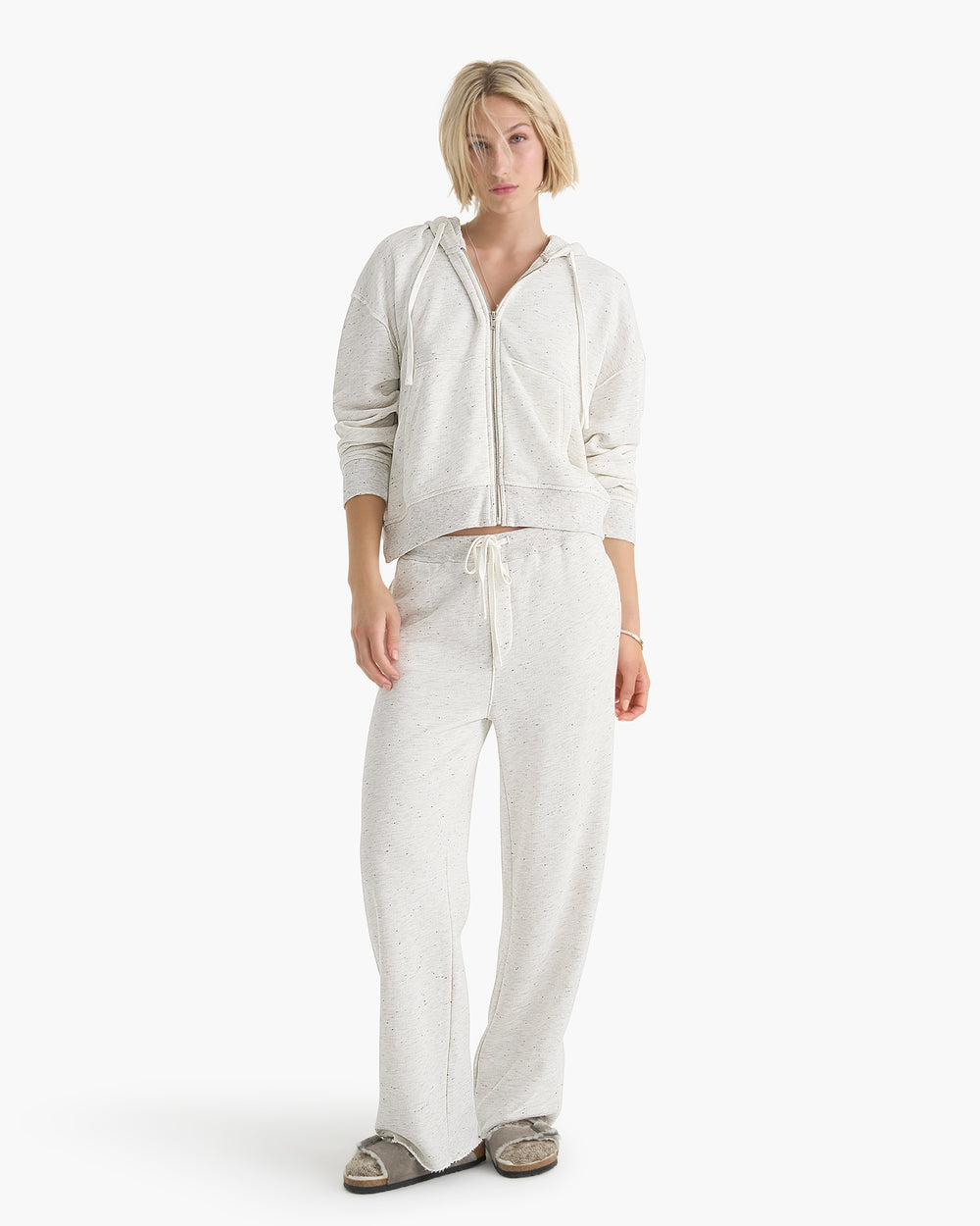 Donegal French Terry Zip-Up Hoodie - Chalk