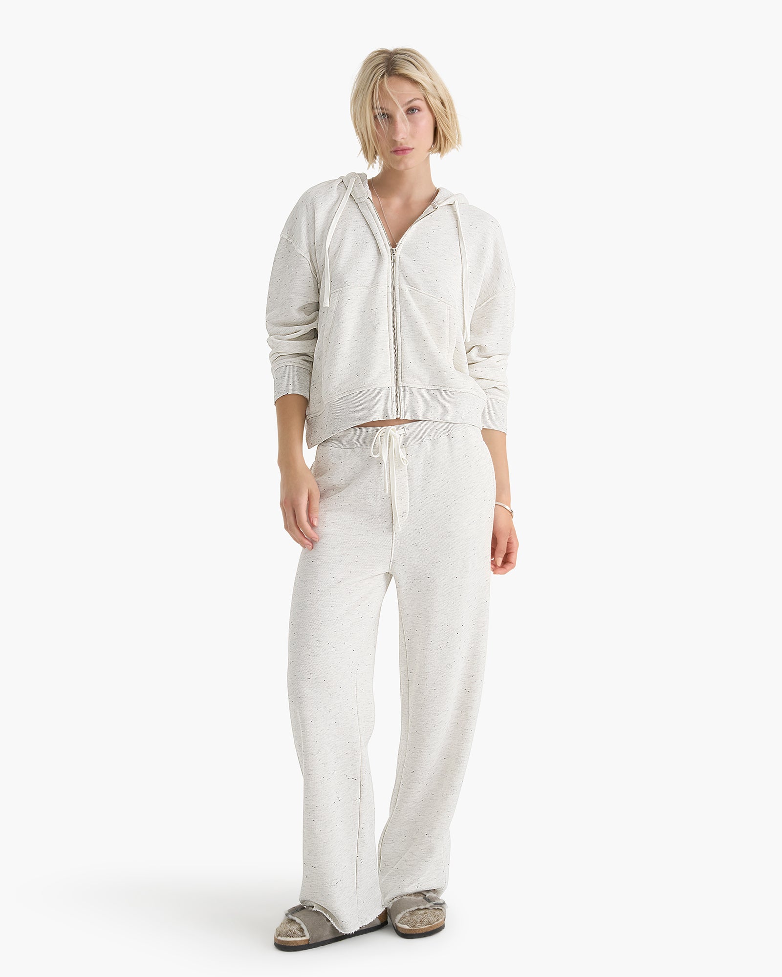 Donegal French Terry Zip-Up Hoodie - Chalk