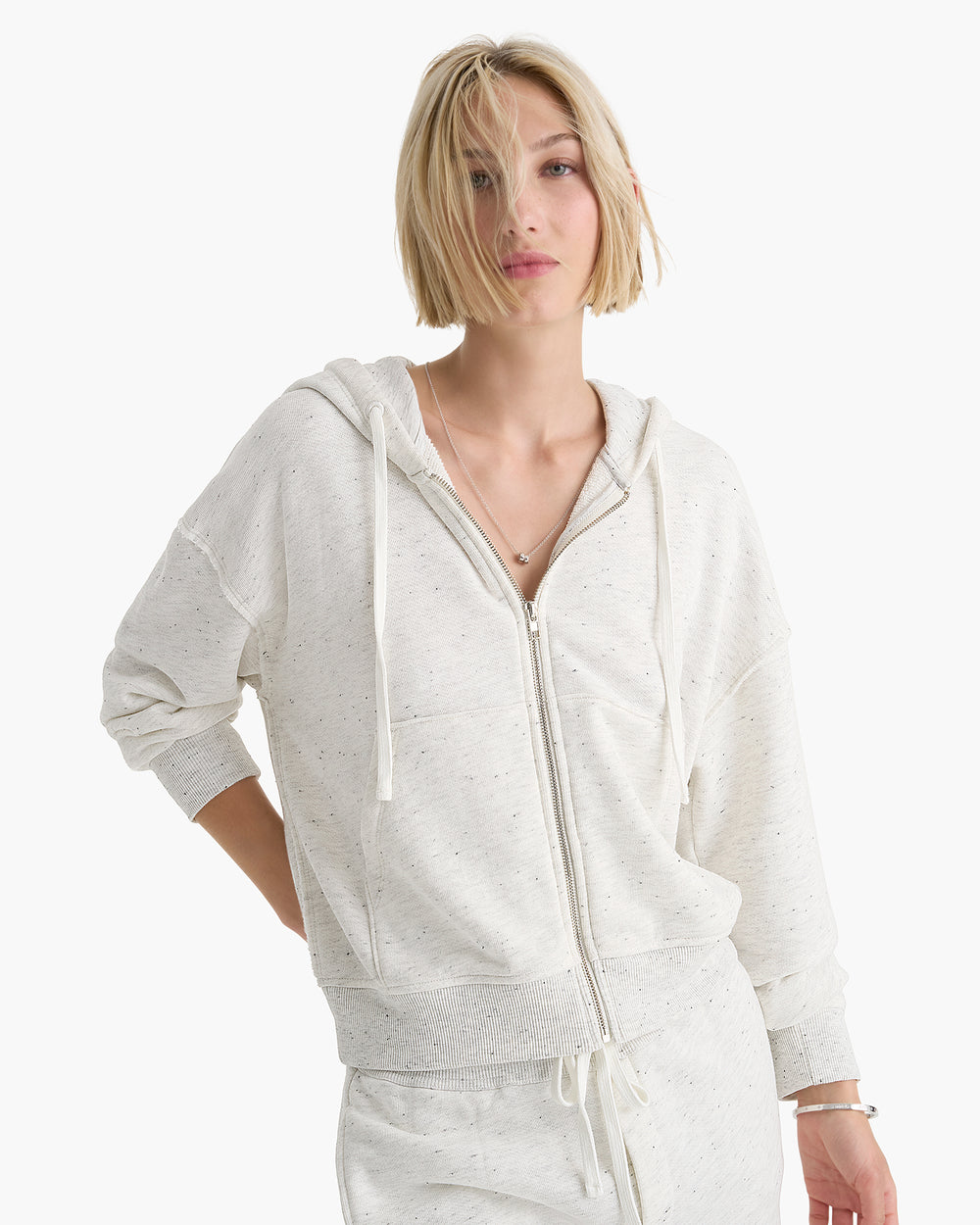 Donegal French Terry Zip-Up Hoodie - Chalk