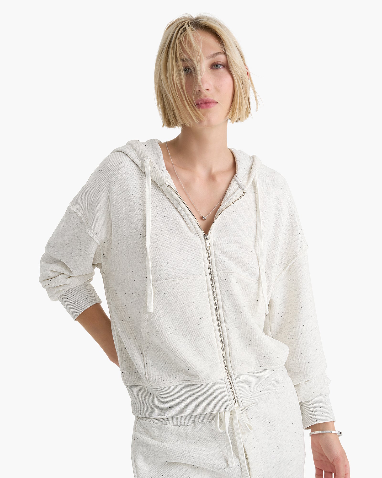 Donegal French Terry Zip-Up Hoodie - Chalk