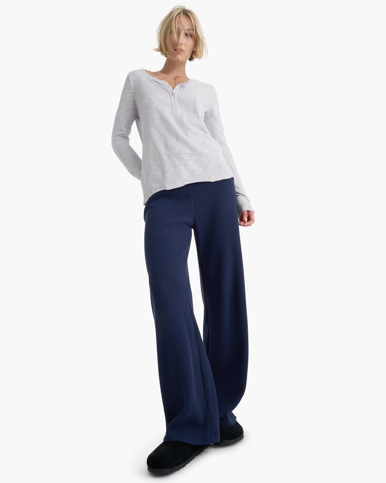 Cotton Waffle Pull On Pant - Midnight