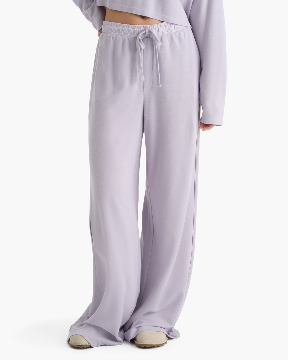 Mixed Media Pima Cotton Pique Lounge Pant - Faded Lavender