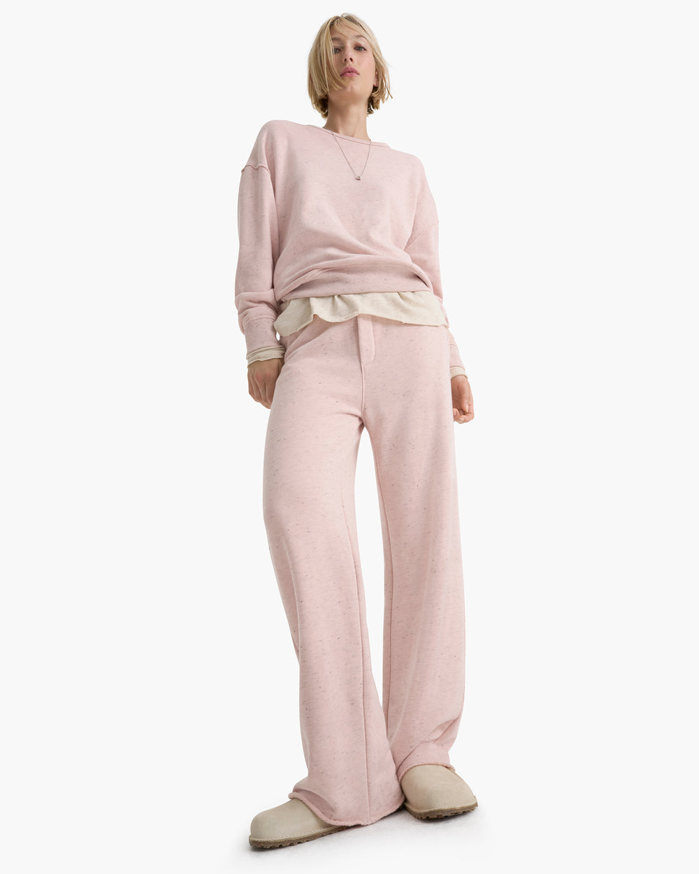 Donegal French Terry Drawstring Straight Leg Pant - Faded Rose