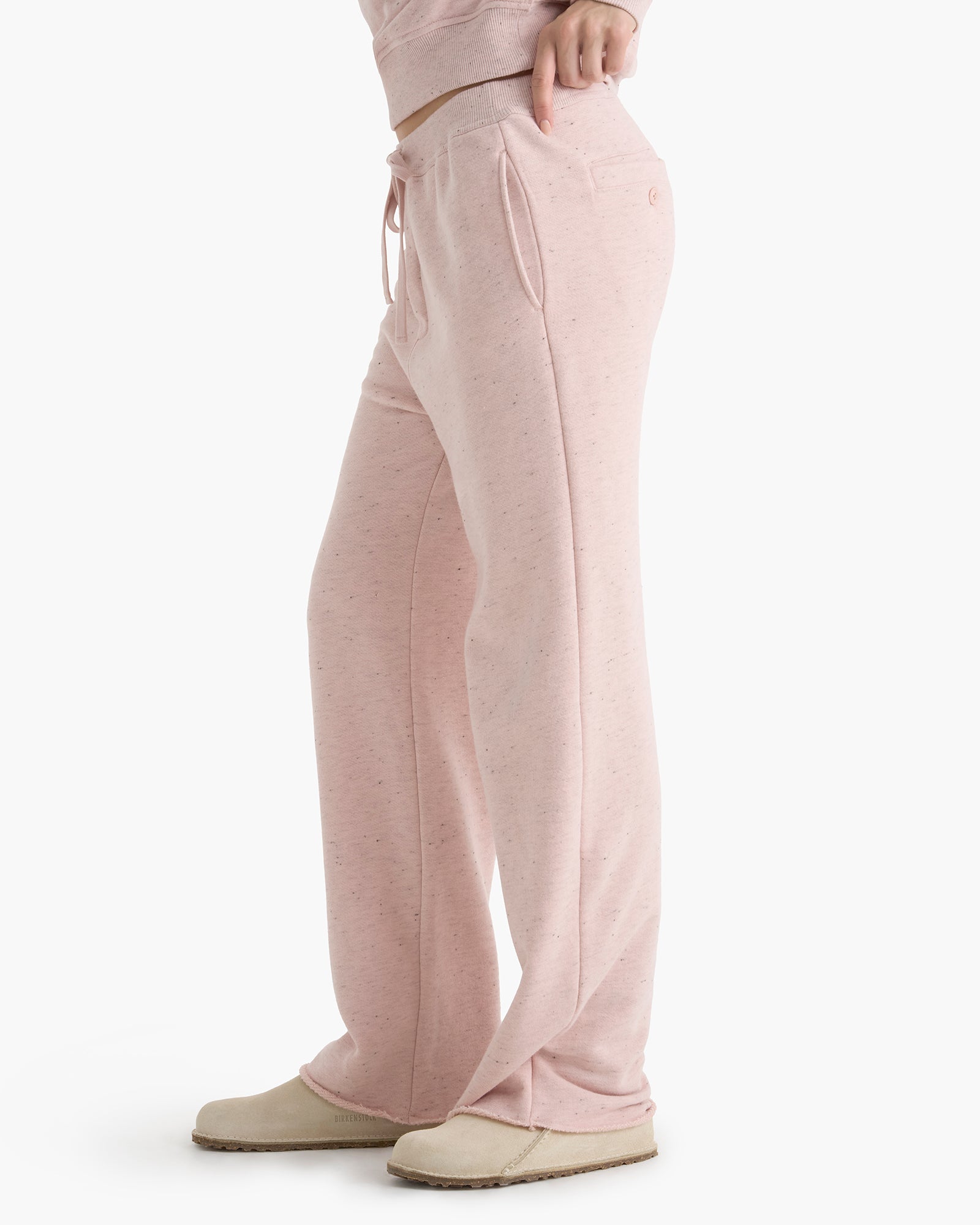 Donegal French Terry Drawstring Straight Leg Pant - Faded Rose