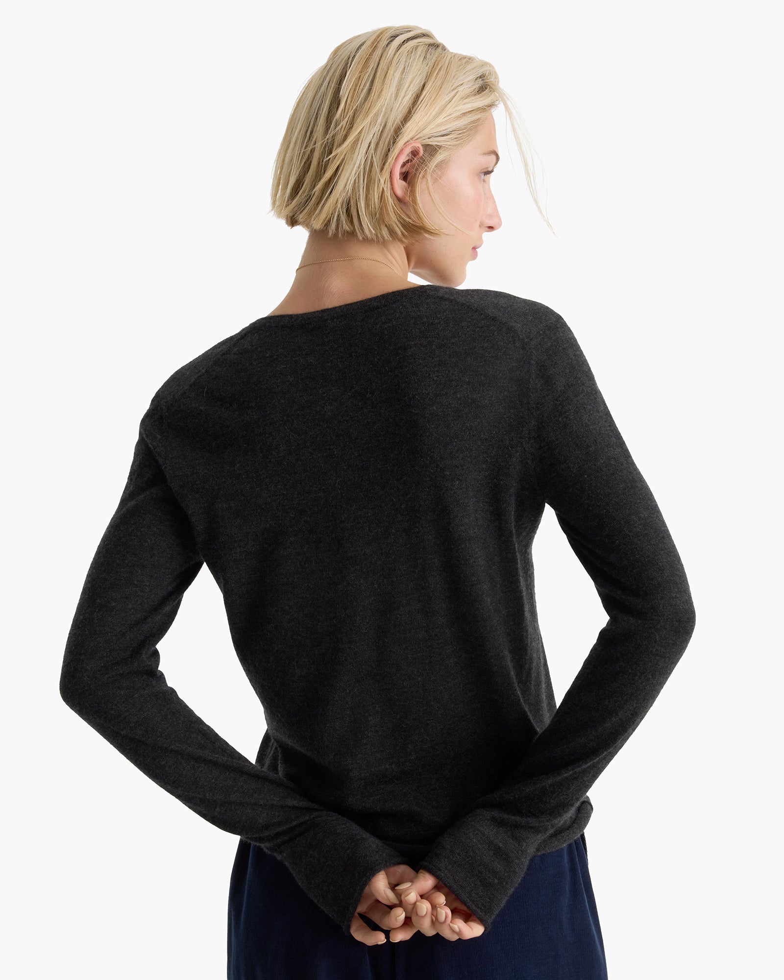 Cashmere Henley Sweater - Heather Dark Charcoal