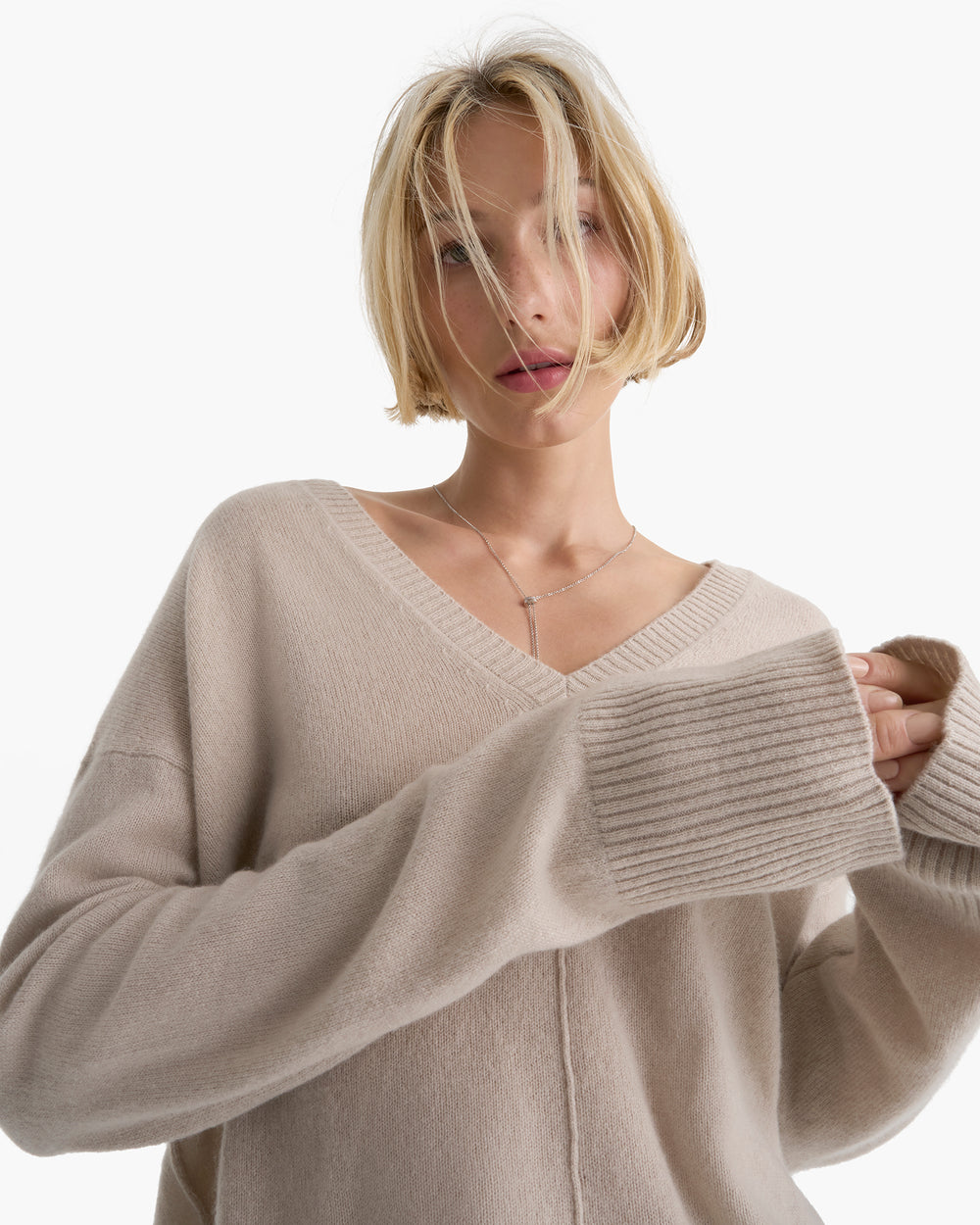 Cashmere V-Neck Sweater - French Oak