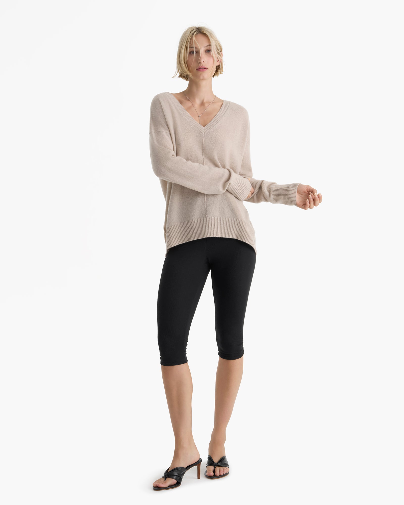 Cashmere V-Neck Sweater - French Oak