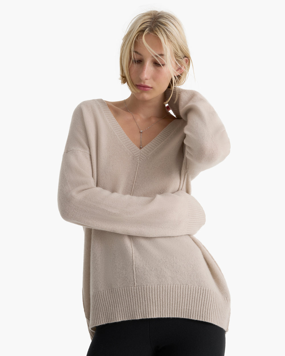 Cashmere V-Neck Sweater - French Oak