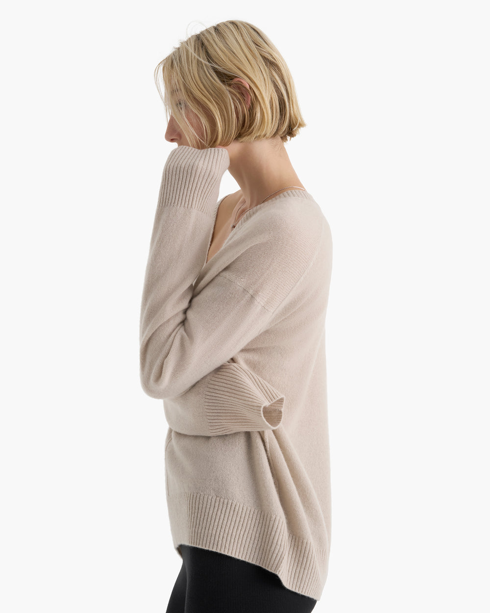 Cashmere V-Neck Sweater - French Oak