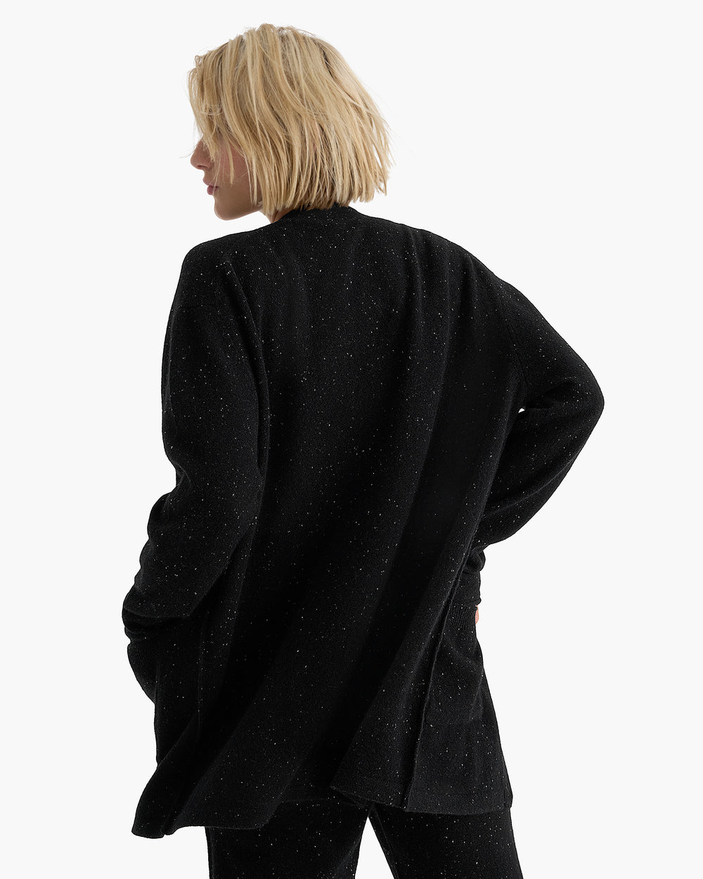 Donegal Cashmere Grandpa Cardigan - Black