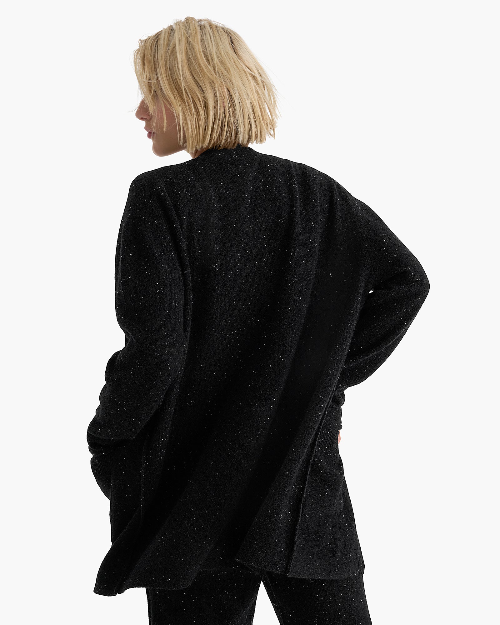 Donegal Cashmere Grandpa Cardigan - Black