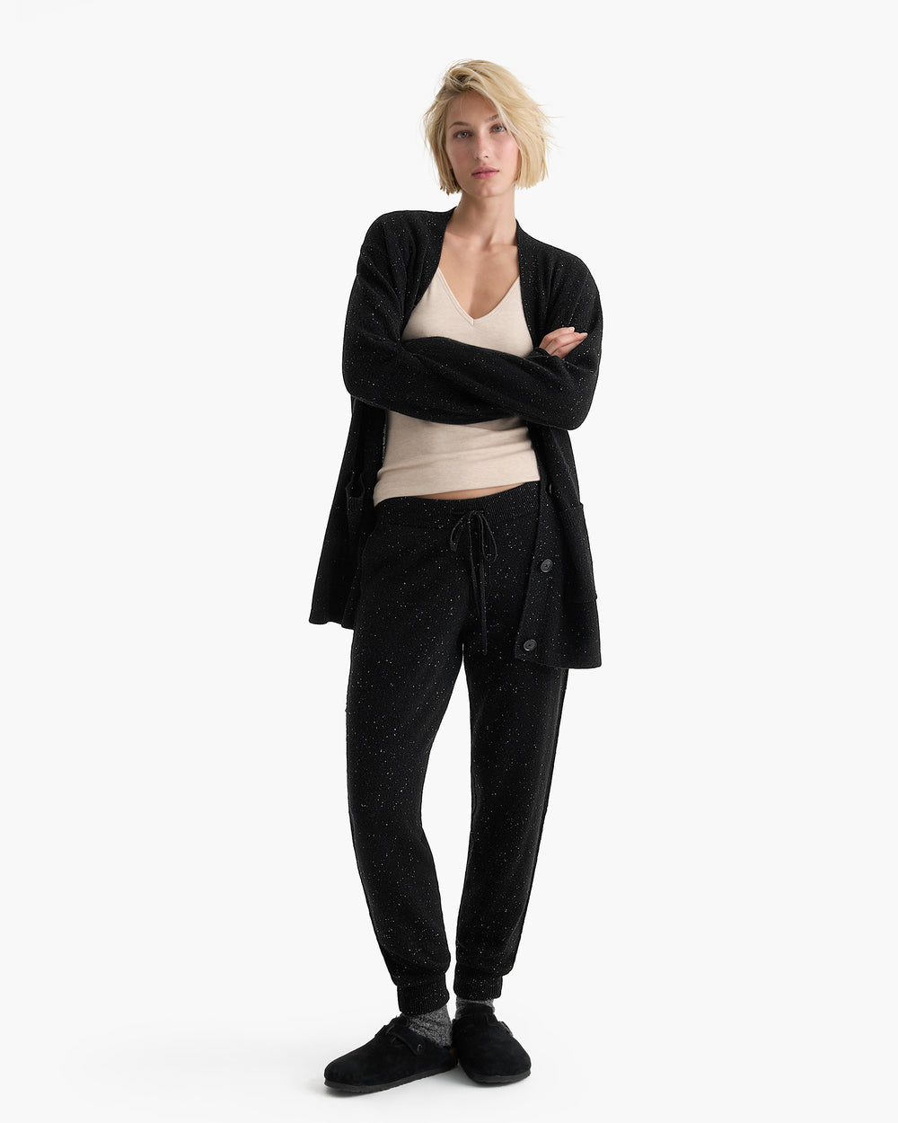 Donegal Cashmere Grandpa Cardigan - Black