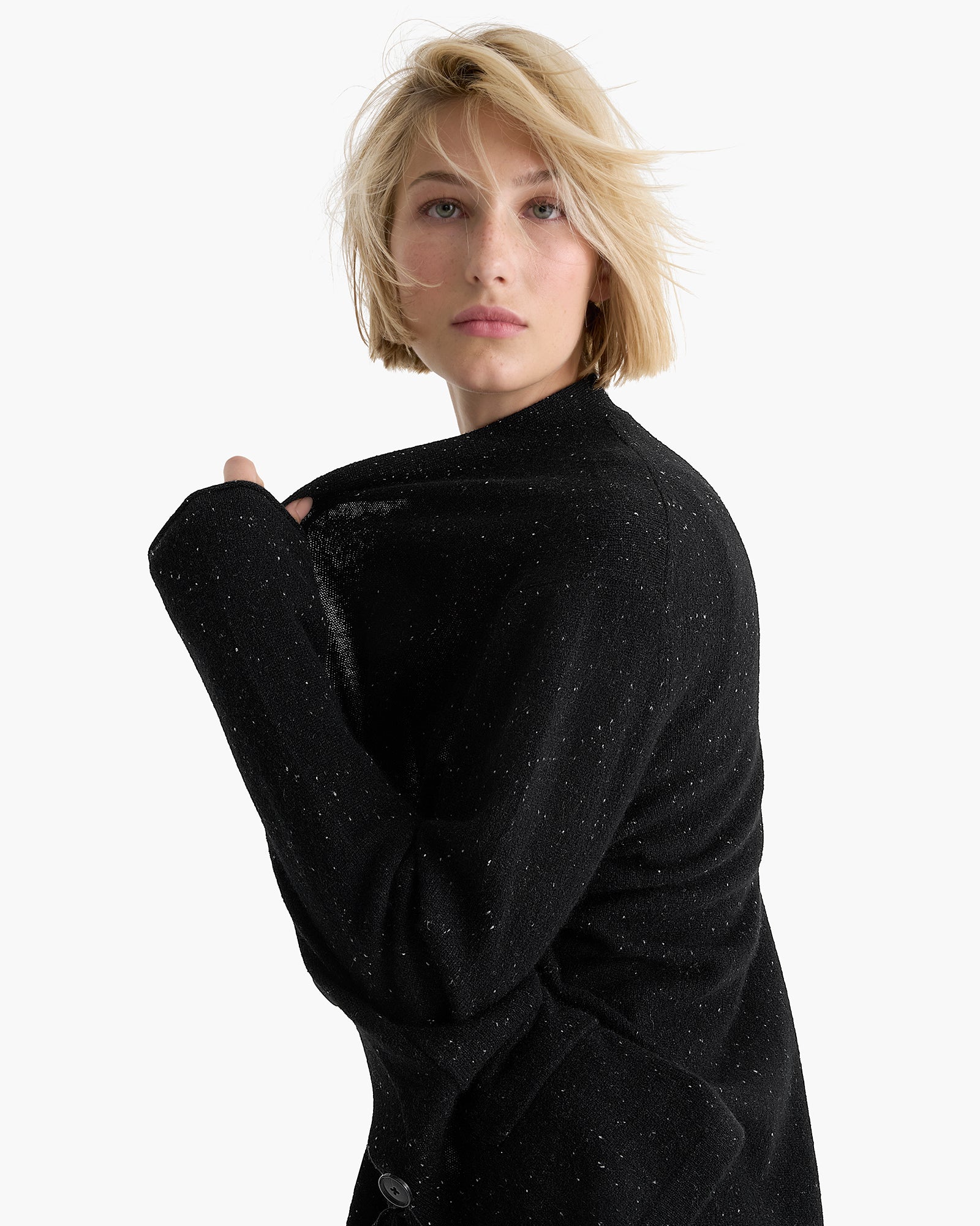 Donegal Cashmere Grandpa Cardigan - Black